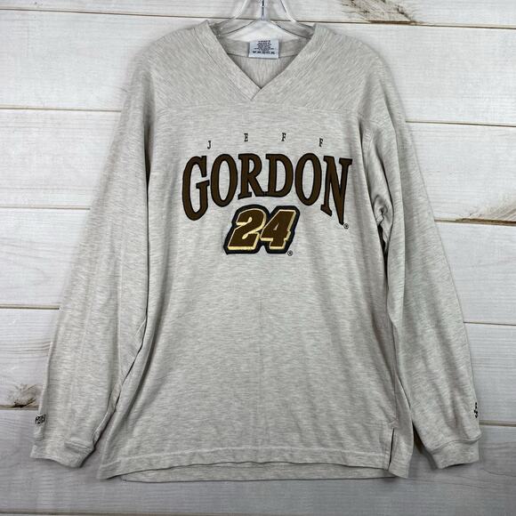 Vintage NASCAR Gordon Shirt Mens M Beige Embroidered DuPont Automotive - Picture 1 of 11